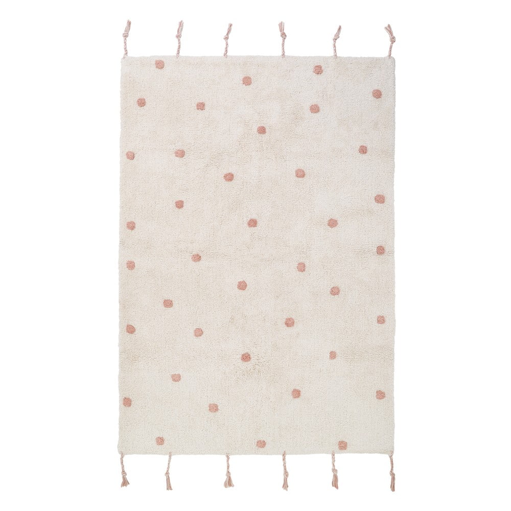 Béžovo-růžový ručně vyrobený koberec z bavlny Nattiot Numi, 100 x 150 cm