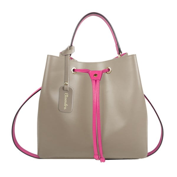 Béžová kožená kabelka s fuchsiovým detailem Maison Bag Lexy
