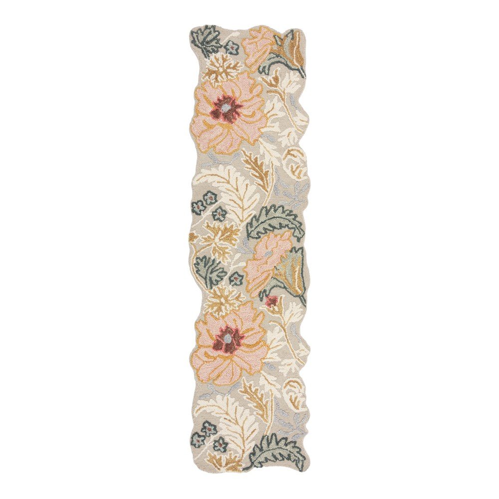 Světle růžový ručně tkaný vlněný běhoun 60x230 cm Daphne Shaped Floral – Flair Rugs