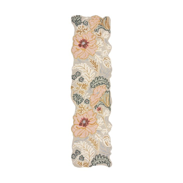 Světle růžový ručně tkaný vlněný běhoun 60x230 cm Daphne Shaped Floral – Flair Rugs
