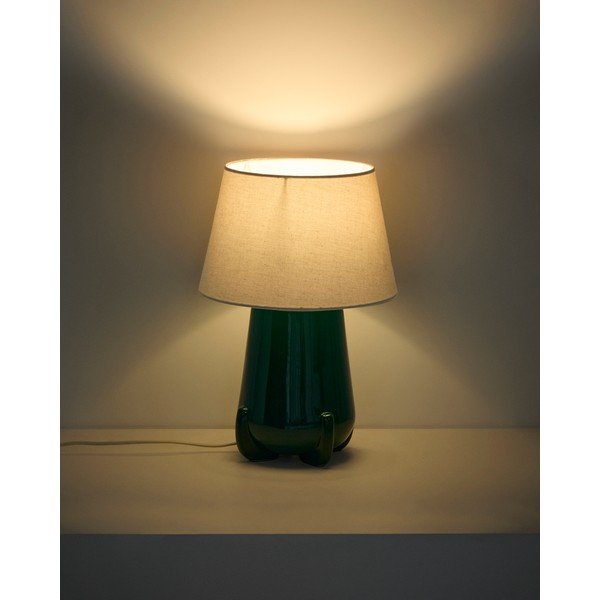 Zelená/slonovinová keramická stolní lampa (výška 45,5 cm) Odra – Kave Home-image-1
