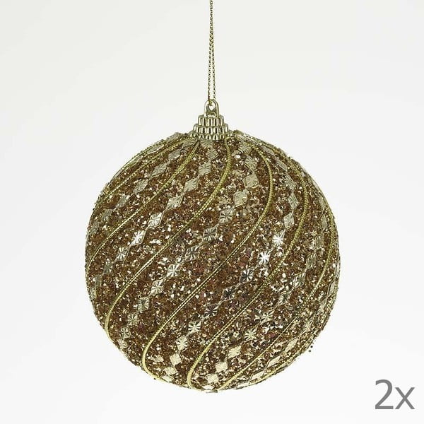 Set dekorativních koulí Ball Gold Glitter, 2 ks