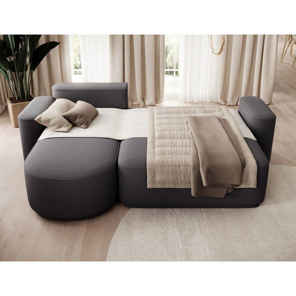 Tmavě šedá žinylková rozkládací/s úložným prostorem rohová pohovka (levý roh/s lenoškou) Aurumm – ELTAP-image-4