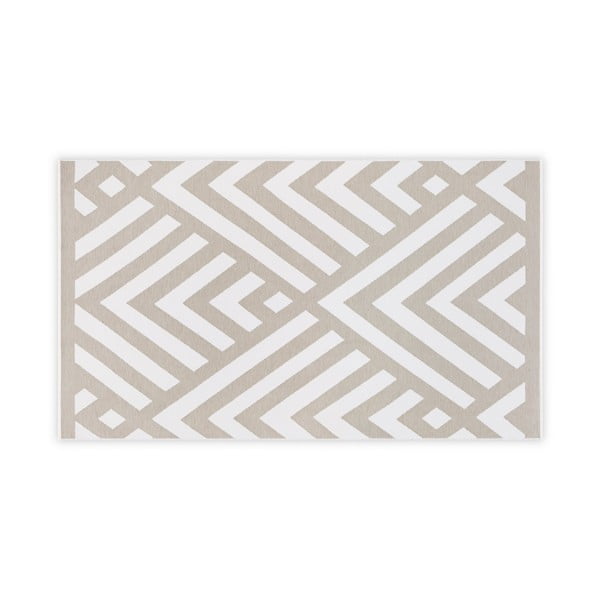 Béžovo-bílá bavlněná koupelnová předložka Foutastic Geometric, 100 x 180 cm