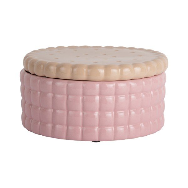 Světle růžový dekorativní keramický úložný box ø 20x10 cm Biscuit Box – PT LIVING