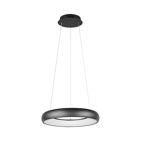 Matně černé LED stmívatelné závěsné svítidlo s kovovým stínidlem ø 46 cm Cardona – Trio