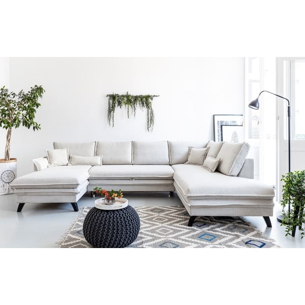 Světle béžová rozkládací pohovka do "U" Miuform Charming Charlie, pravý roh-image-1