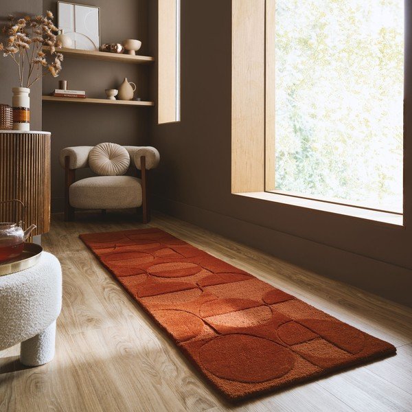 Ručně tkaný vlněný běhoun v terakotové barvě 60x230 cm Gigi – Flair Rugs-image-1