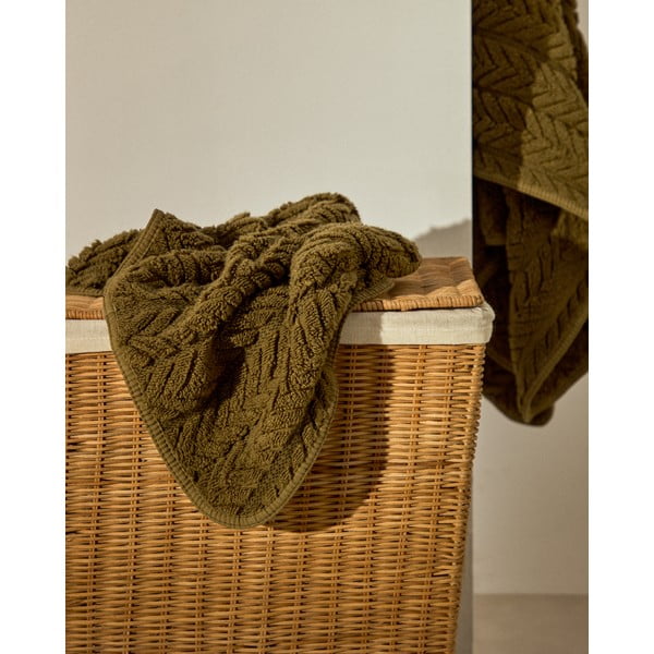 Zelený froté bavlněný ručník 30x50 cm Rune – Kave Home-image-4