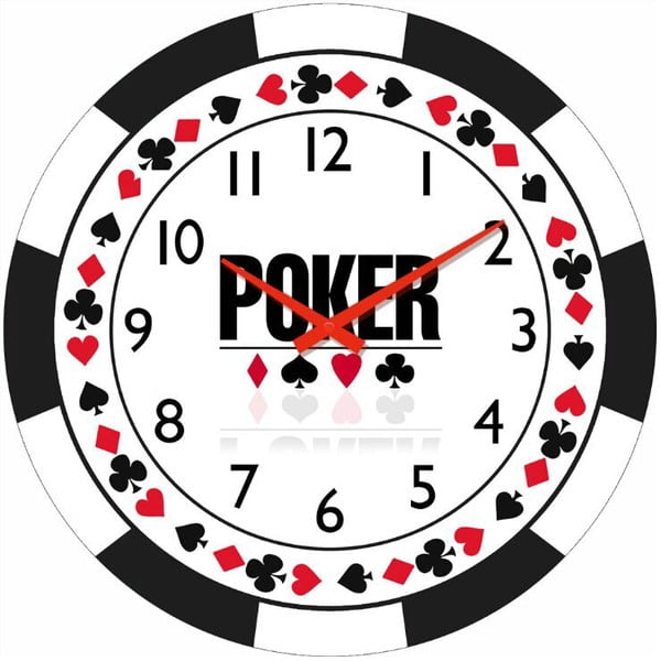 Skleněné hodiny Poker, 34 cm