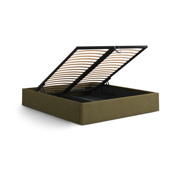 Zelená čalouněná dvoulůžková postel s úložným prostorem/bez čela s roštem 200x200 cm Susan – Micadoni -image-3