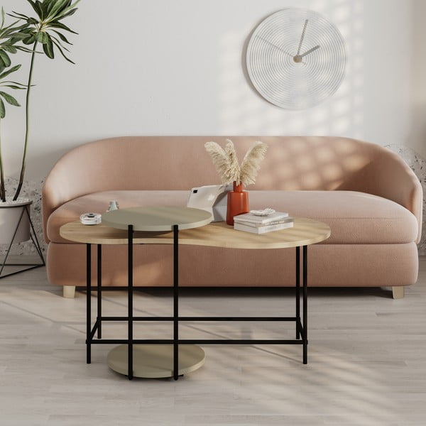 Konferenční stolky s deskou v dubovém dekoru v sadě 2 ks 65x103 cm Rosie – Marckeric-image-1