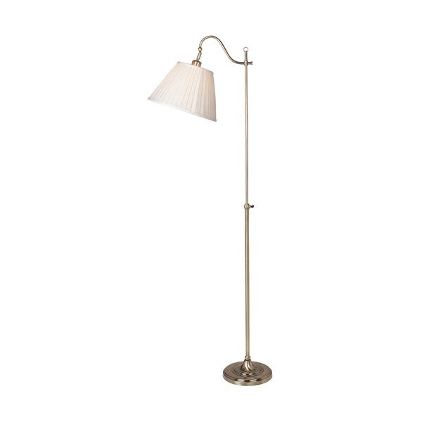 Bílá/ve zlaté barvě stojací lampa s ohybatelnou konstrukcí s textilním stínidlem (výška 167 cm) Charleston – Markslöjd