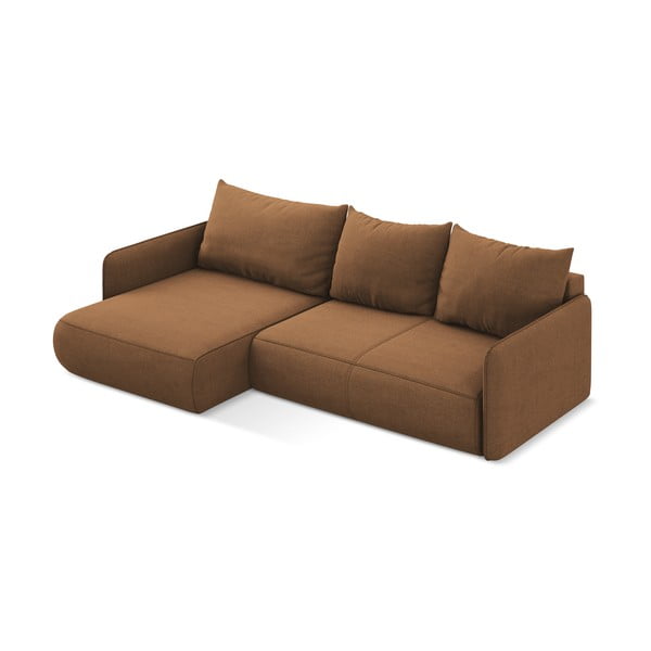 Oranžová rozkládací/s úložným prostorem rohová pohovka (levý roh) Nanea – Makamii-image-4