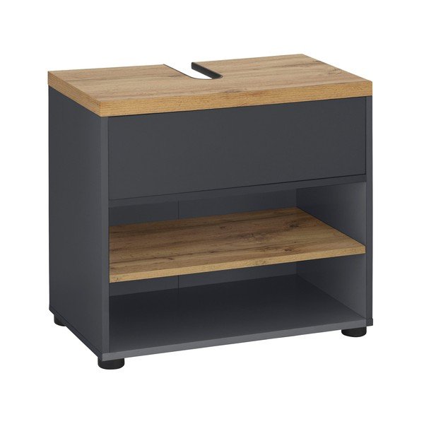 Antracitová skříňka pod umyvadlo v dekoru dubu 60x57 cm Thessa – Støraa-image-1