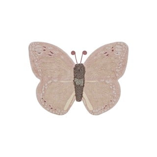 Světle růžovo-béžový pratelný ručně tkaný bavlněný dětský koberec 90x120 cm Baby Butterfly – Lorena Canals