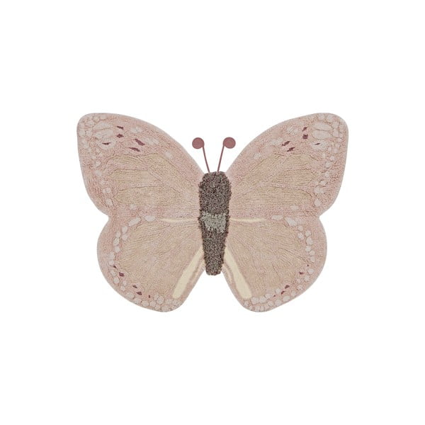 Světle růžovo-béžový pratelný ručně tkaný bavlněný dětský koberec 90x120 cm Baby Butterfly – Lorena Canals