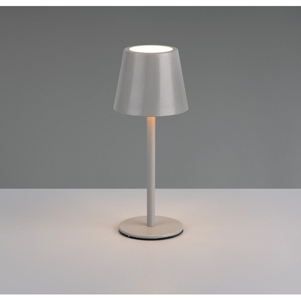 Šedá LED stolní lampa s kovovým stínidlem (výška 21 cm) Diaz – Reality-image-1