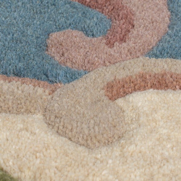 Modrý vlněný koberec Flair Rugs Aubusson, ⌀ 120 cm-image-3
