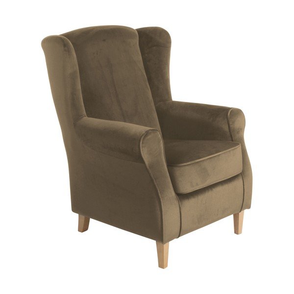Hnědé křeslo ušák Max Winzer Lorris Velour Sahara