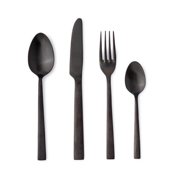 Černý nerezový příbor 16 ks pro 4 osoby Hestia – Bizzotto