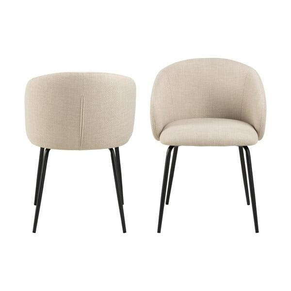 Krémová čalouněná jídelní křesla v sadě 2 ks Eleanor – Actona-image-4