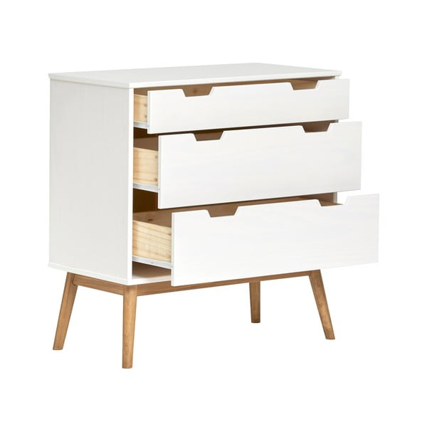 Bílá komoda z masivního borovicového dřeva Marckeric Baku, šířka 80 cm-image-3