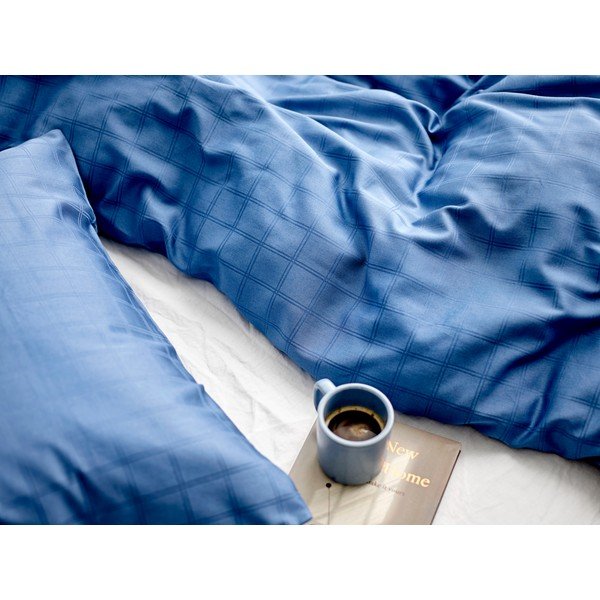 Modré damaškové povlečení na jednolůžko 140x200 cm Clear – Södahl-image-3