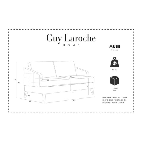 Černá pohovka pro tři Guy Laroche Muse-image-1