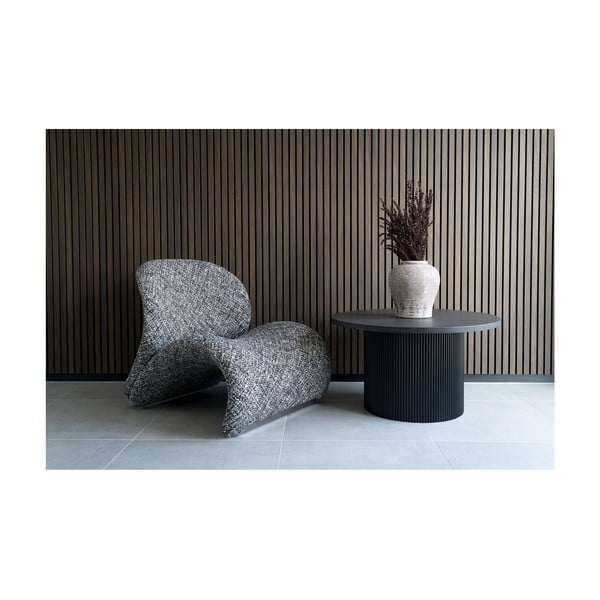 Tmavě hnědý kulatý konferenční stolek v dekoru topolu ø 80 cm Boavista – House Nordic-image-2