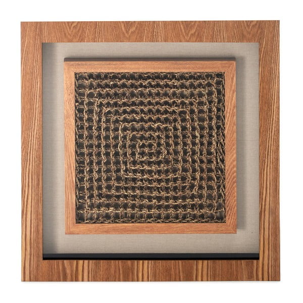Ručně vyráběná nástěnná dekorace v rámu Vivorum Dark Crochet, 60 x 60 cm