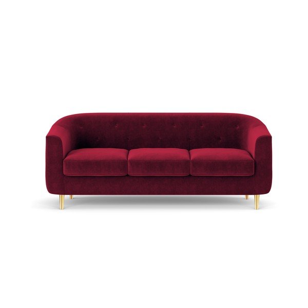 Červená sametová pohovka Kooko Home Corde, 175 cm