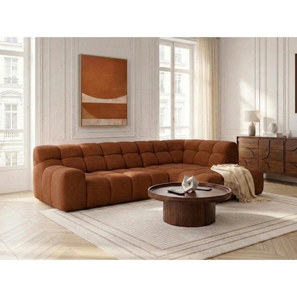 Oranžová rozkládací/s elektrickým výsuvem sedu rohová pohovka (pravý roh/do L) Andre – Bobochic Paris-image-4