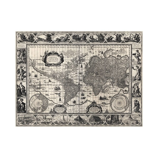 Fotoobraz Mapa Světa Excudebat 1606, 80x60 cm