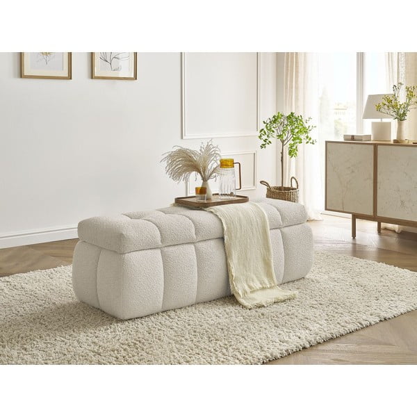 Béžová lavice z textilie bouclé Mont Blanc – Bobochic Paris-image-1