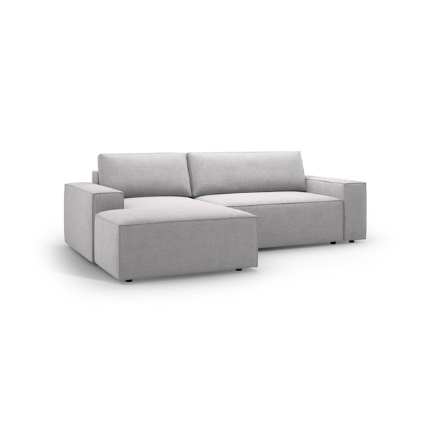 Světle šedá rozkládací rohová pohovka z textilie bouclé (levý roh) Jodie – Micadoni Home-image-2
