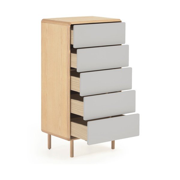 Šedá/v přírodní barvě komoda v dekoru jasanu 60x117x42 cm Anielle – Kave Home-image-2