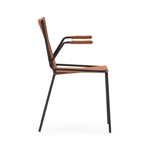 Kovové jídelní židle v sadě 2 ks s područkami/stohovatelné v terakotové barvě Emily – Marckeric-image-3