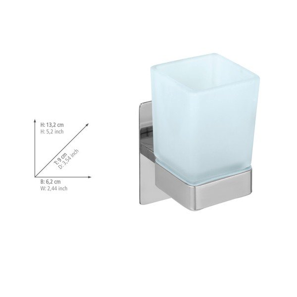 Samodržící skleněný kelímek na zubní kartáčky v leskle stříbrné barvě Genova – Wenko-image-4