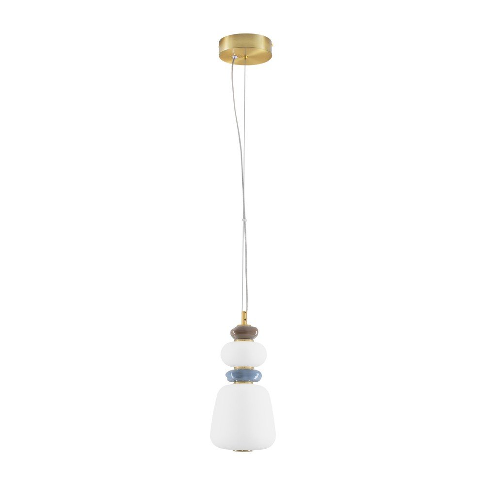 Bílé/ve zlaté barvě kovové LED stmívatelné závěsné svítidlo s porcelánovým stínidlem/se skleněným stínidlem ø 17 cm Palo – Nova Luce