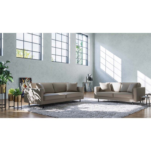 Světle hnědá kožená pohovka 207 cm Kobo – MESONICA-image-3
