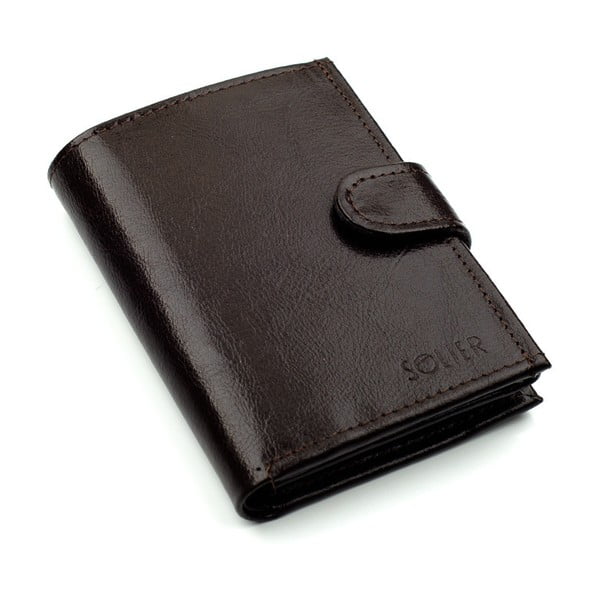 Pánská kožená peněženka SW04 s patentem, hnědá