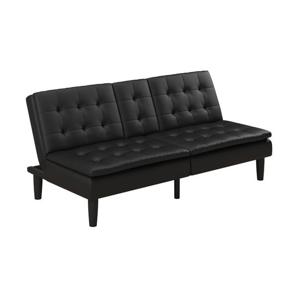 Černá rozkládací pohovka z imitace kůže 191 cm Maine – Støraa-image-2