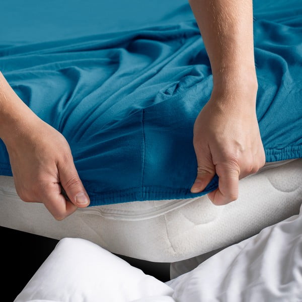 Napínací prostěradlo jersey v petrolejové barvě 180x200 cm Amber – Restilo-image-3