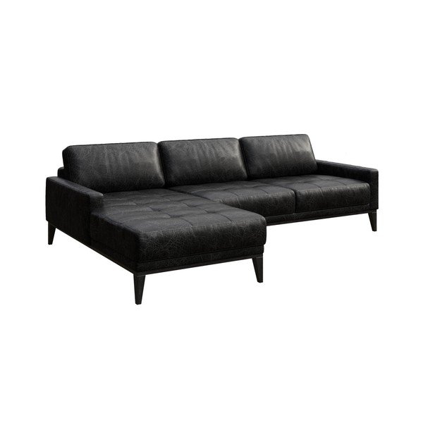 Černá kožená rohová pohovka MESONICA Musso Tufted, levý roh-image-2