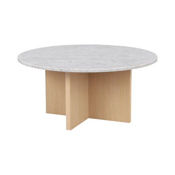 Bílý mramorový kulatý konferenční stolek 90x90 cm Brooksville - Rowico