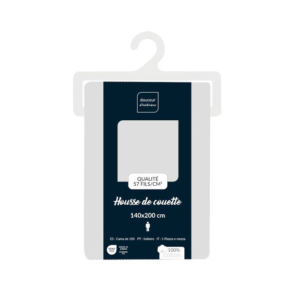 Bílý bavlněný povlak na peřinu na jednolůžko 140x200 cm Lina – douceur d'intérieur-image-2