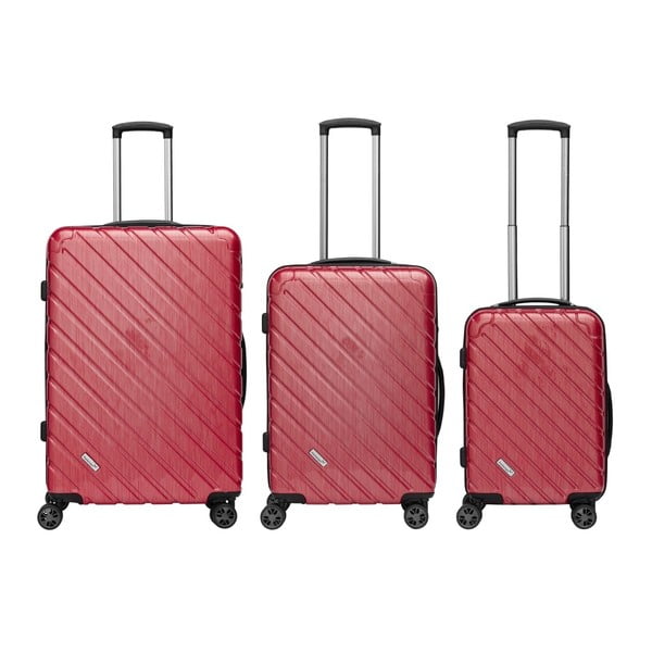 Sada 3 červených cestovních kufrů Packenger Premium Koffer