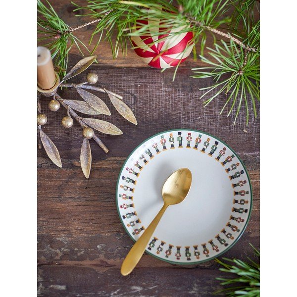 Krémový dezertní  talíř s vánočním motivem z kameniny ø 16 cm Jolly – Bloomingville-image-1