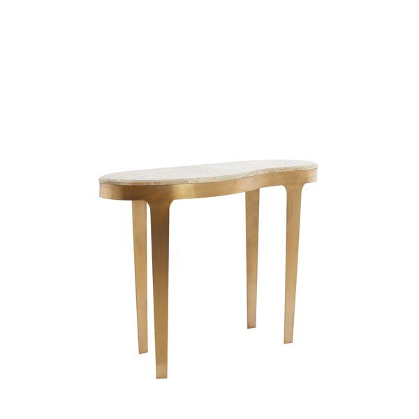 Konzolový stolek s mramorovou deskou  v bronzové barvě/taupe 40x110 cm Giulio – Light & Living-image-3